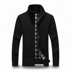 FREE PEOPLE | Beige Full-Zip Knit Jacket with Plaid Lining